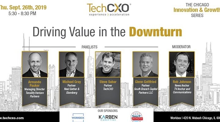 banner of an event about driving value in the downturn