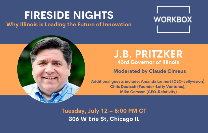 banner of fireside nights, why illinois is leading the future of innovation by j.b. pritzker
