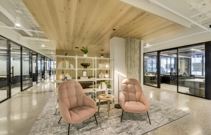 two chairs and a table at workbox downtown minneapolis grand opening